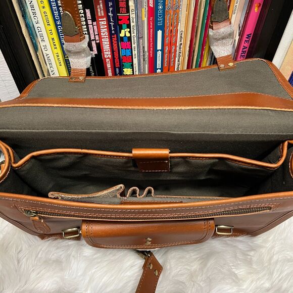 AARON LEATHER GOODS BRIEFCASE BROWN BAG - Picture 7 of 10